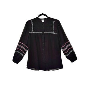 Chico's Embroidered Chiffon Shirt